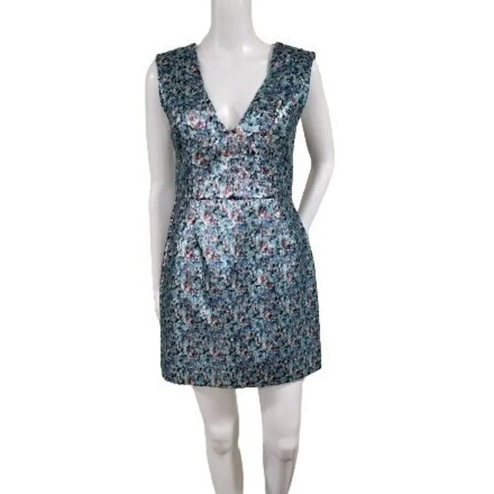 TOPSHOP Sequins Twee Homecomming NYE V-Neck Prom Glamour Mini Dress Size 6 - Picture 3 of 13